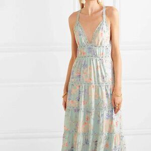 Alice + Olivia Karolina Crochet-Trimmed Floral Print Maxi Dress